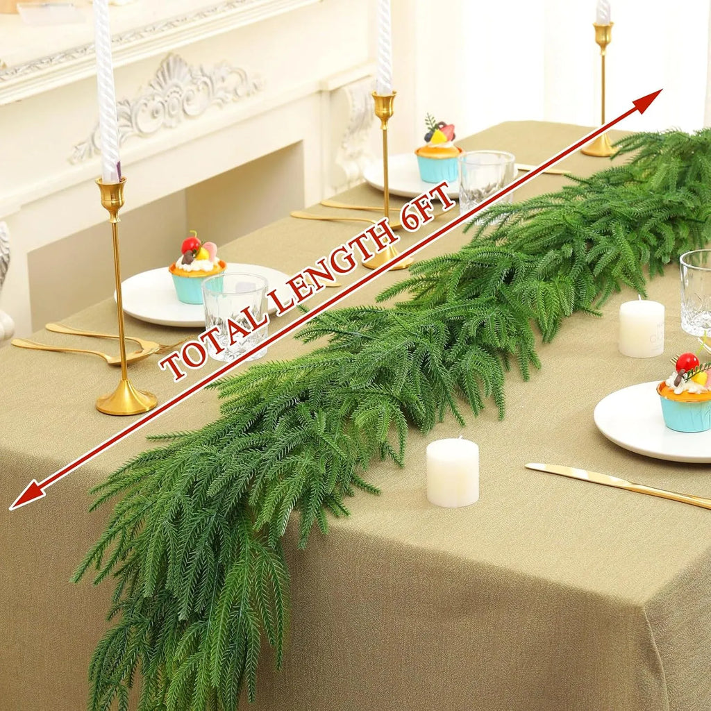 Pre-Lit Norfolk Pine Garland Set – 5 FT Garland + Warm White LED Lights 5