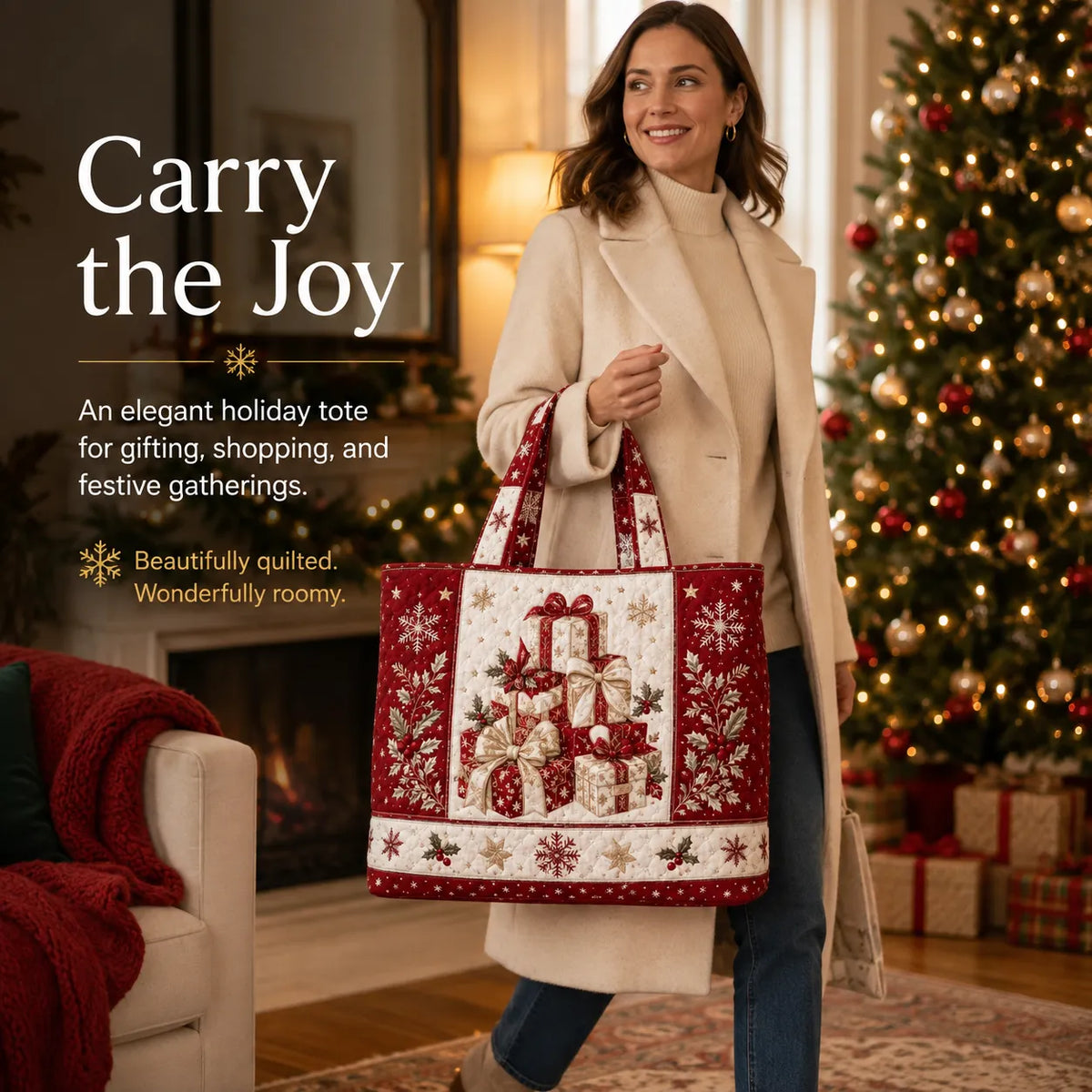 Quilted Christmas Tote Bag