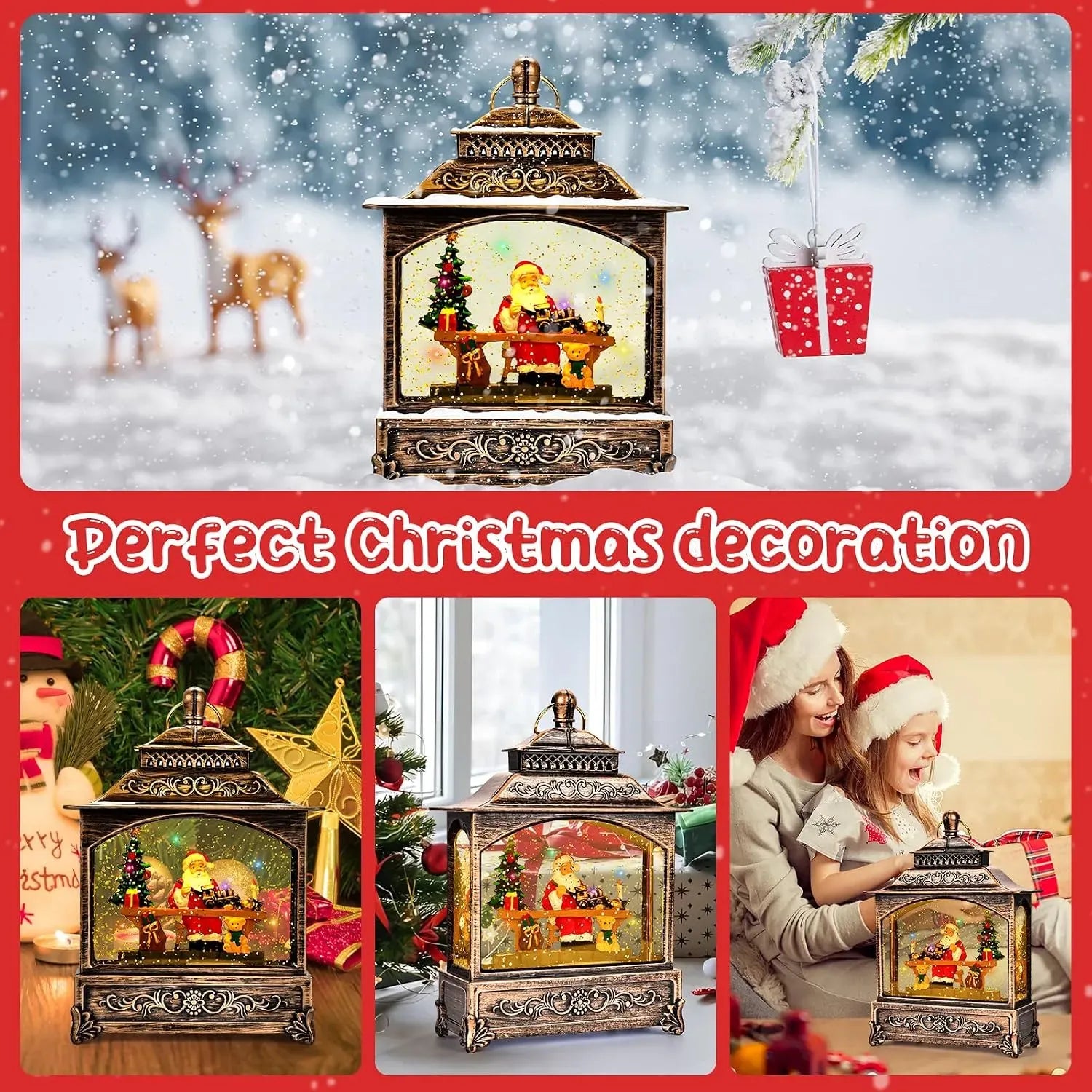 Musical Christmas Lantern with Snow 6