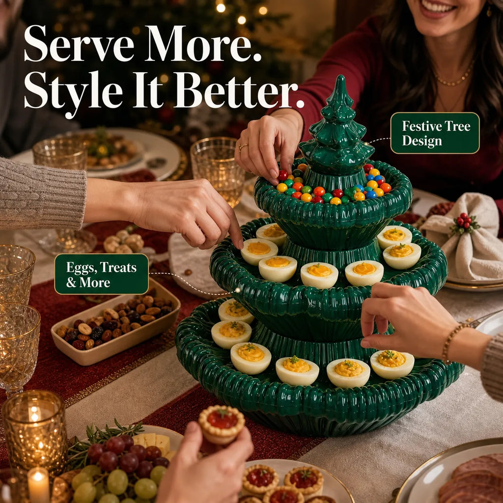 Festive 3-Tier Christmas Tree Serving Platter 2