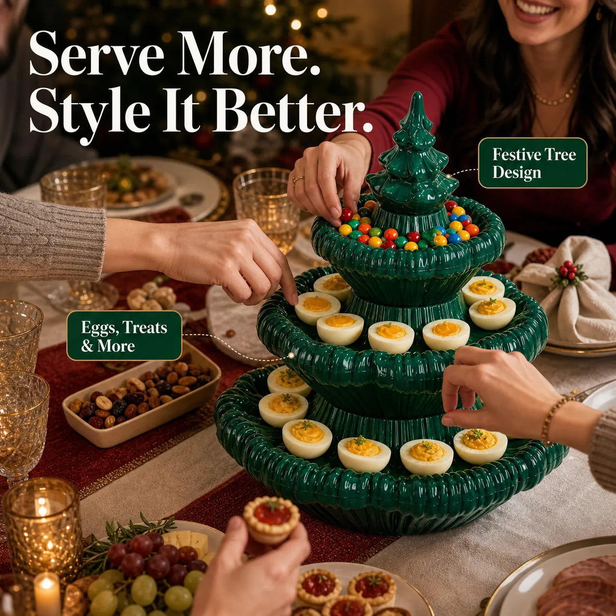 Festive 3-Tier Christmas Tree Serving Platter 2