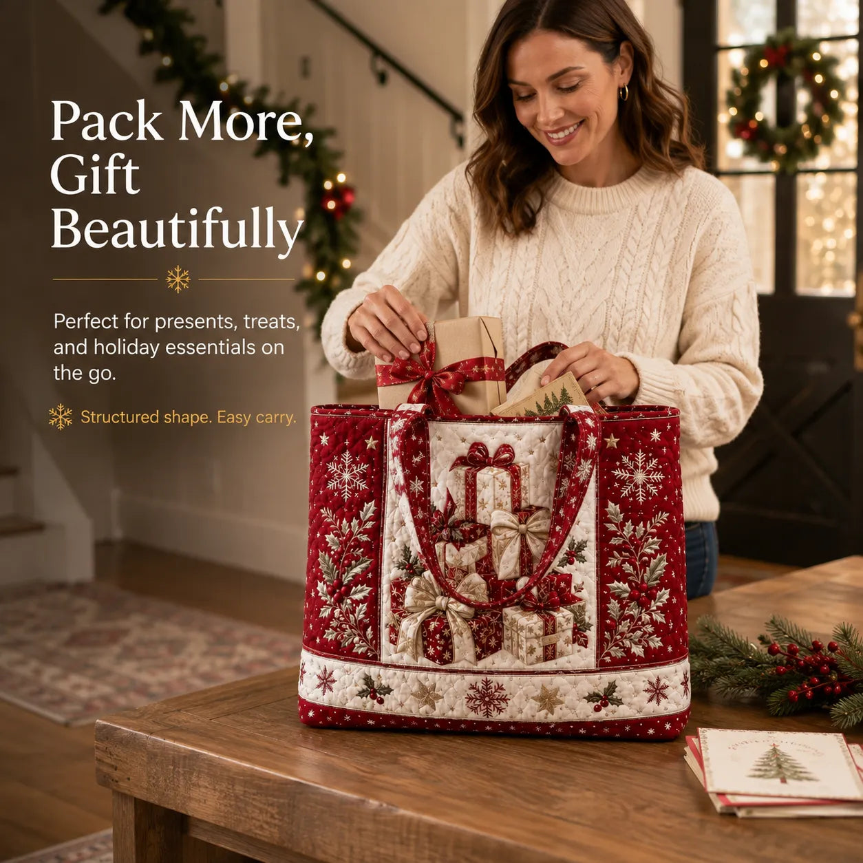 Quilted Christmas Tote Bag 3