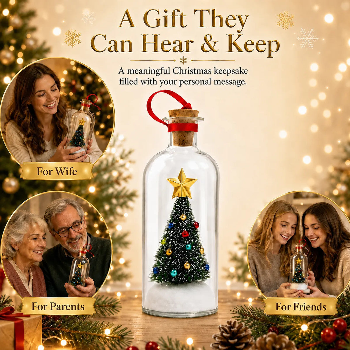 Recordable Christmas Tree Keepsake Bottle – Personalized Voice Message Gift 7