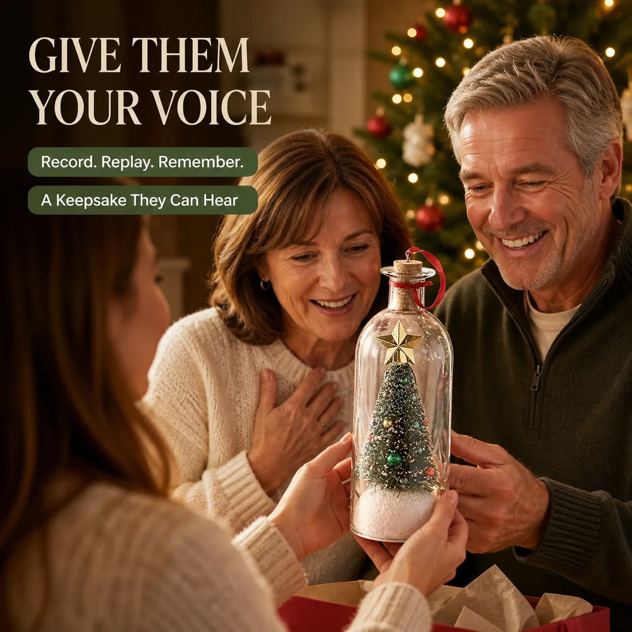 Recordable Christmas Tree Keepsake Bottle – Personalized Voice Message Gift