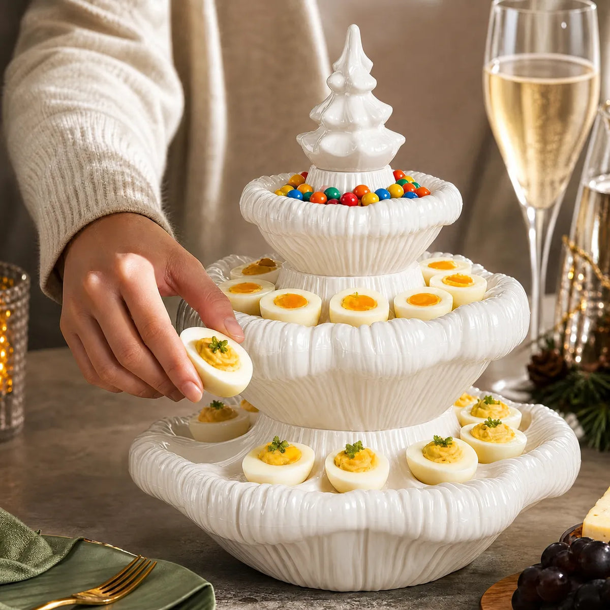 Festive 3-Tier Christmas Tree Serving Platter 10
