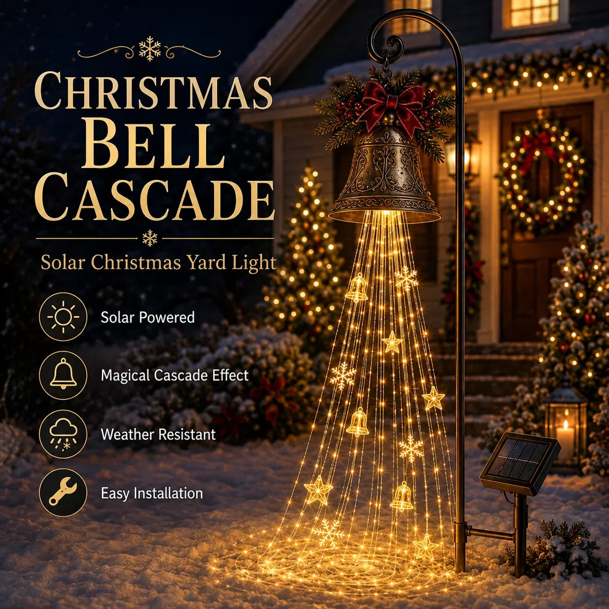 Christmas Bell Cascade Solar Yard Light 6