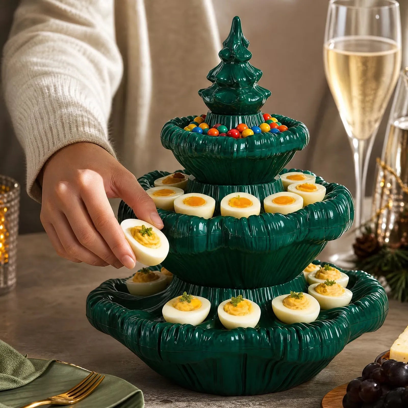 Festive 3-Tier Christmas Tree Serving Platter 4