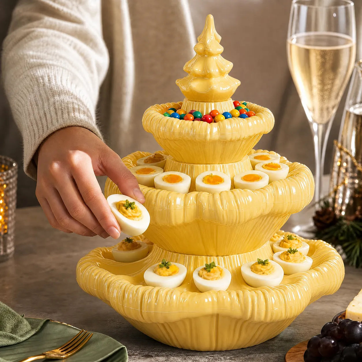 Festive 3-Tier Christmas Tree Serving Platter 12