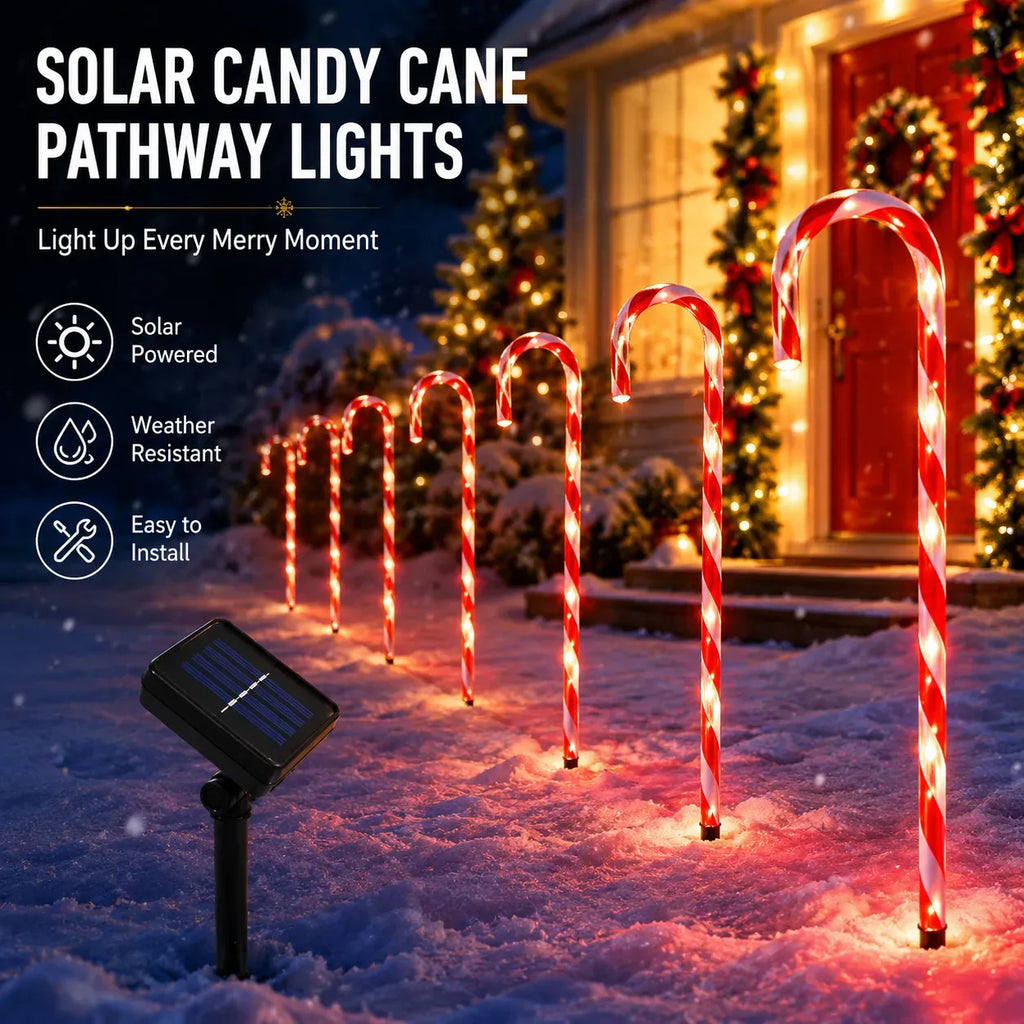 5-Piece Solar Candy Cane Outdoor Lights 8