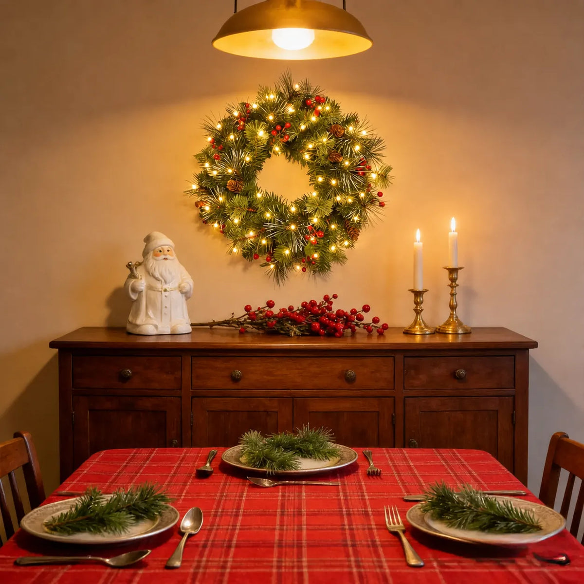 Foldable Pre-Lit Christmas Wreath with 200 Warm-White LEDs 7