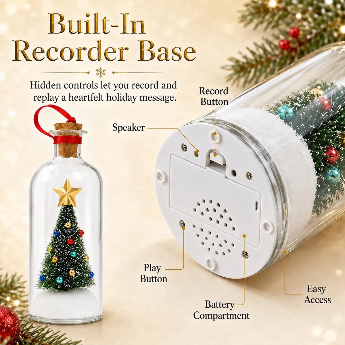 Recordable Christmas Tree Keepsake Bottle – Personalized Voice Message Gift 5