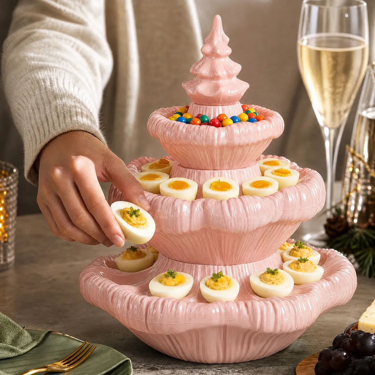 Festive 3-Tier Christmas Tree Serving Platter 11