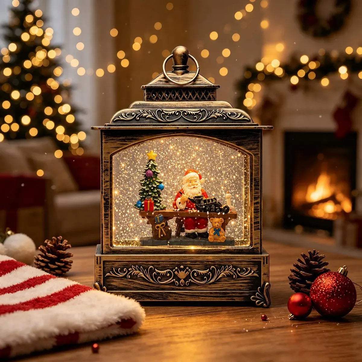 Musical Christmas Lantern with Snow 10