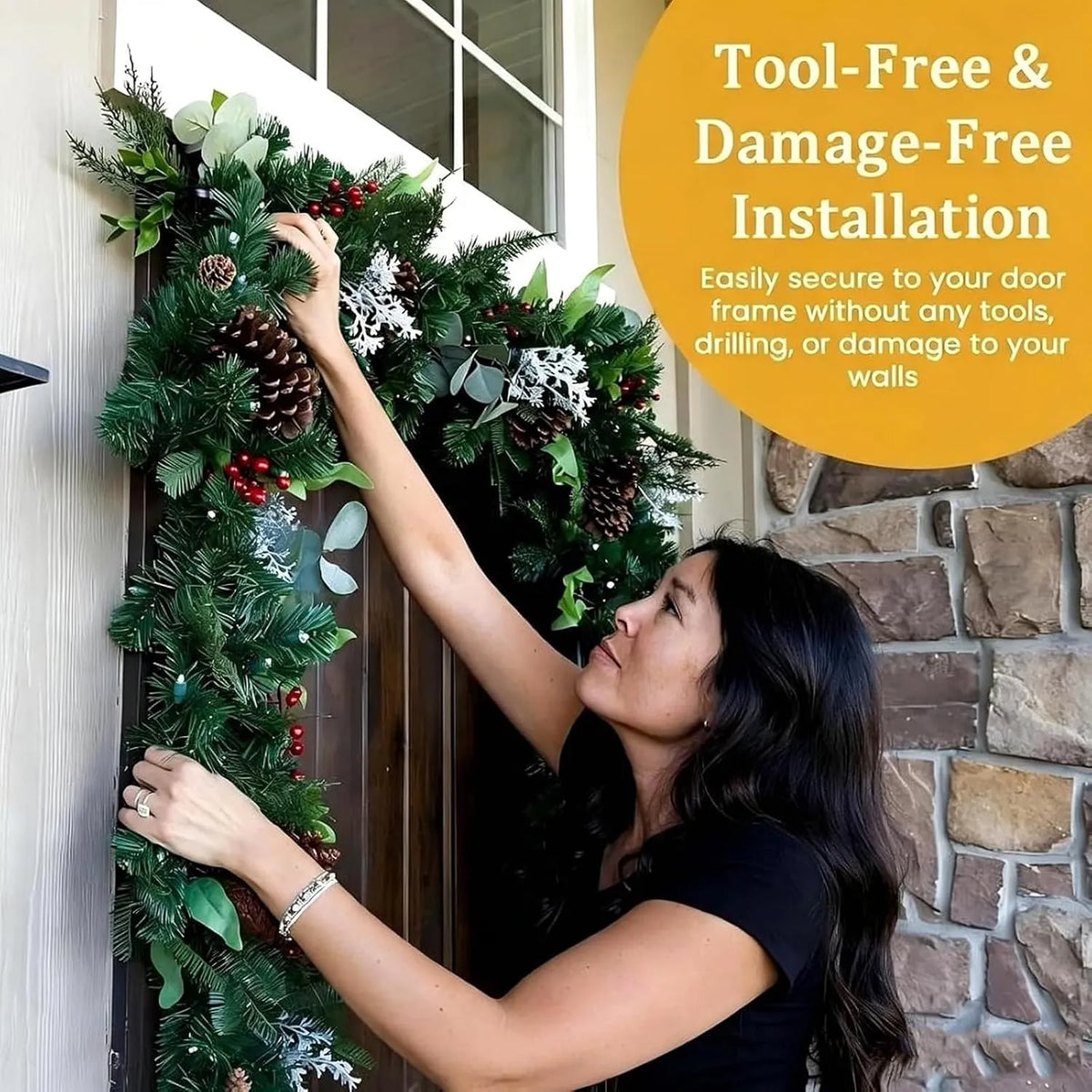 Adjustable Door-Frame Wreath & Garland Hanger Rod 5