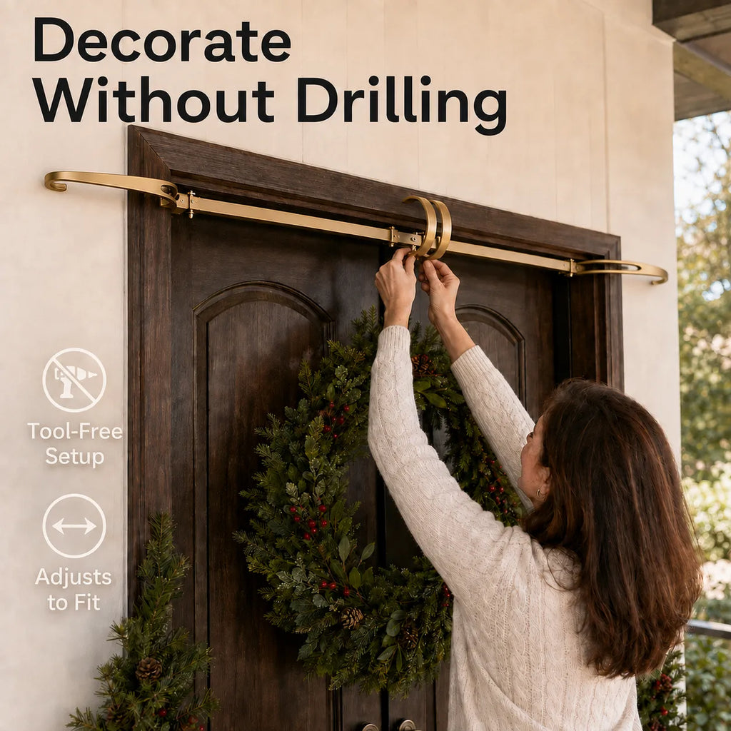Adjustable Door-Frame Wreath & Garland Hanger Rod