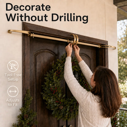 Adjustable Door-Frame Wreath & Garland Hanger Rod