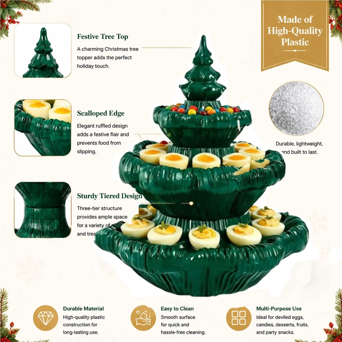 Festive 3-Tier Christmas Tree Serving Platter 5