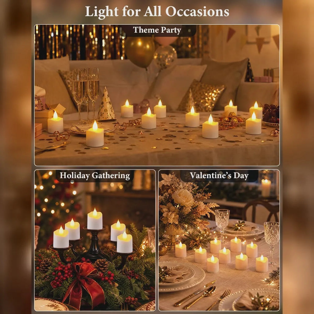 Rechargeable Flameless Candle Set with Charging Base & Remote 7