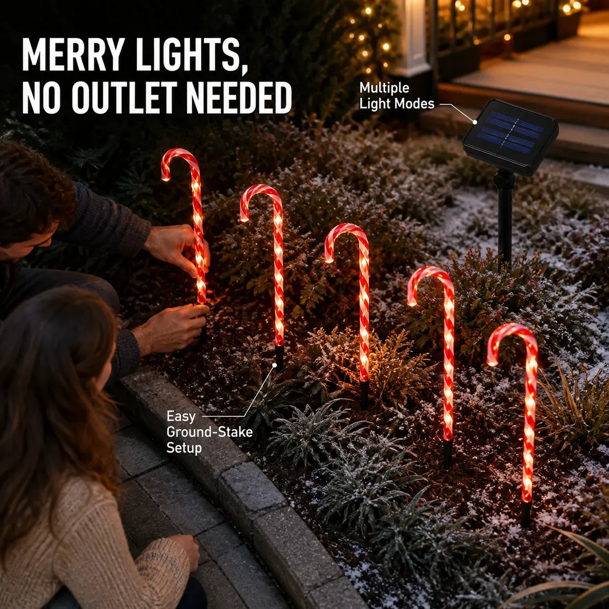 5-Piece Solar Candy Cane Outdoor Lights 4