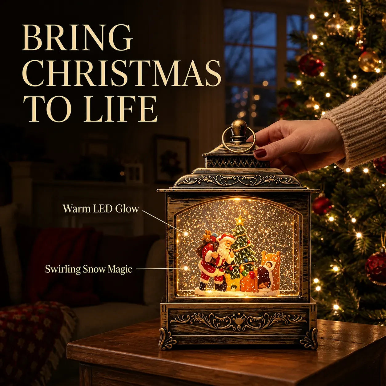 Musical Christmas Lantern with Snow