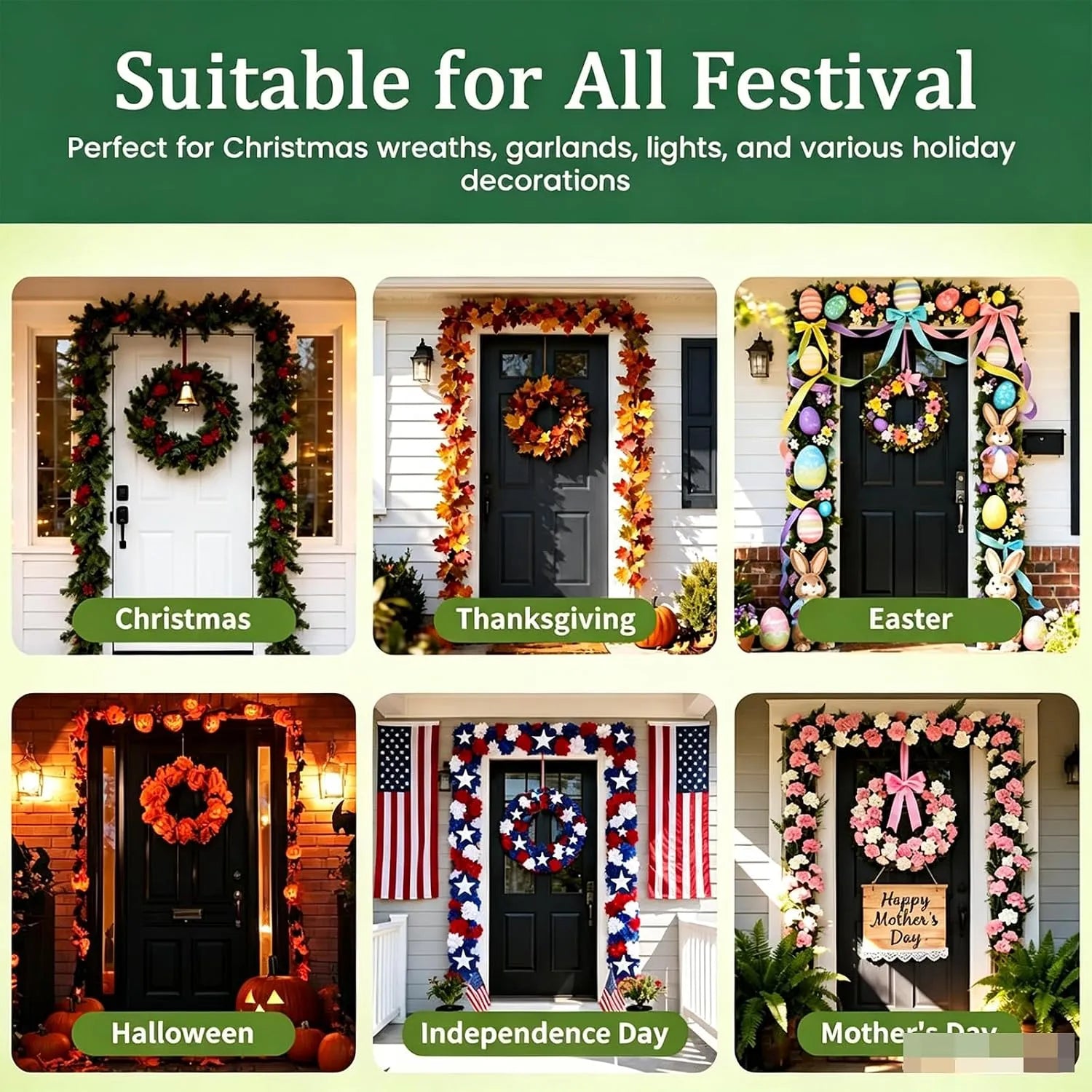 Adjustable Door-Frame Wreath & Garland Hanger Rod 6