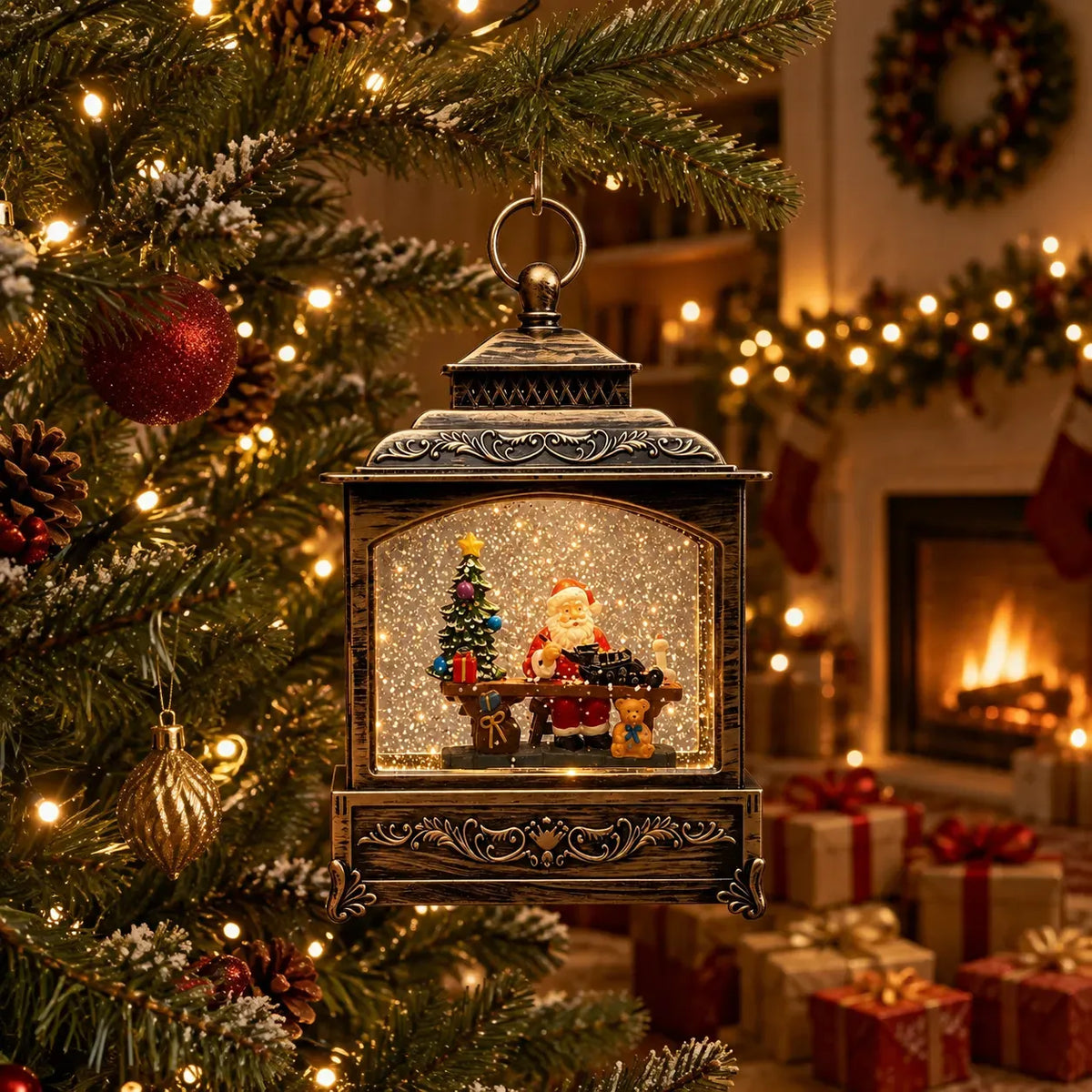 Musical Christmas Lantern with Snow 4