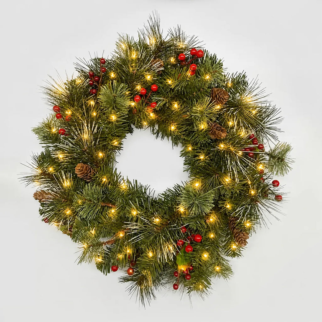 Foldable Pre-Lit Christmas Wreath with 200 Warm-White LEDs 6