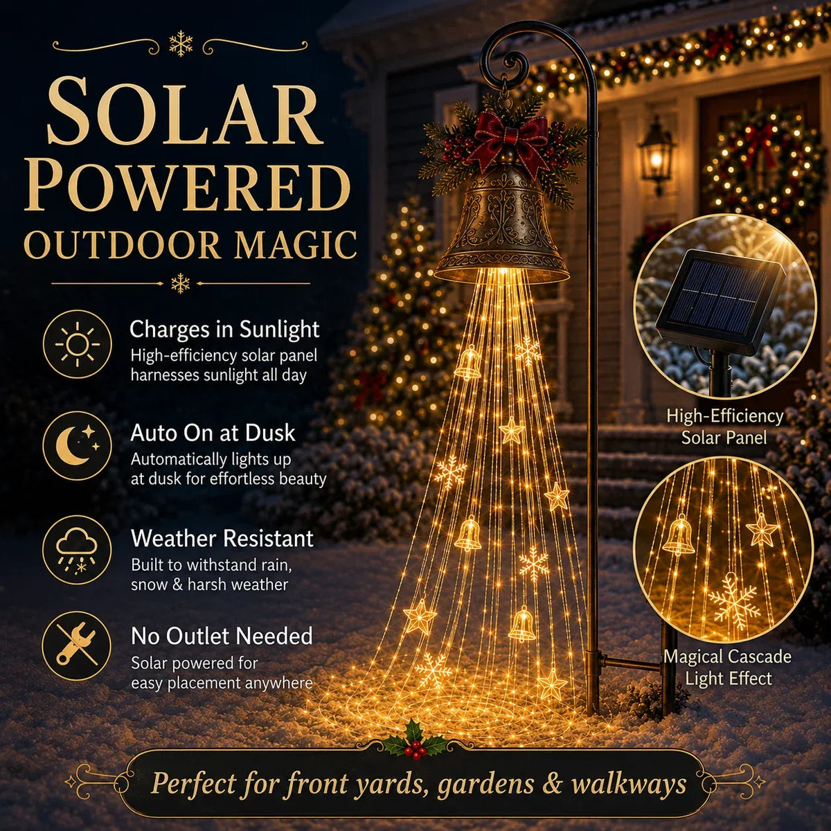 Christmas Bell Cascade Solar Yard Light 4