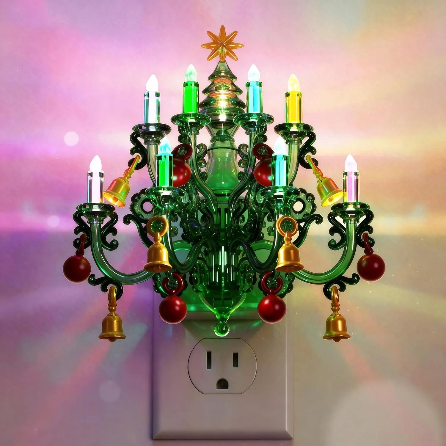 Vintage Christmas Tree Chandelier Night Light 6
