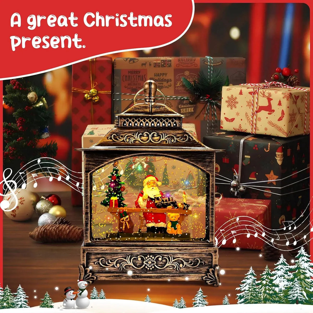 Musical Christmas Lantern with Snow 7