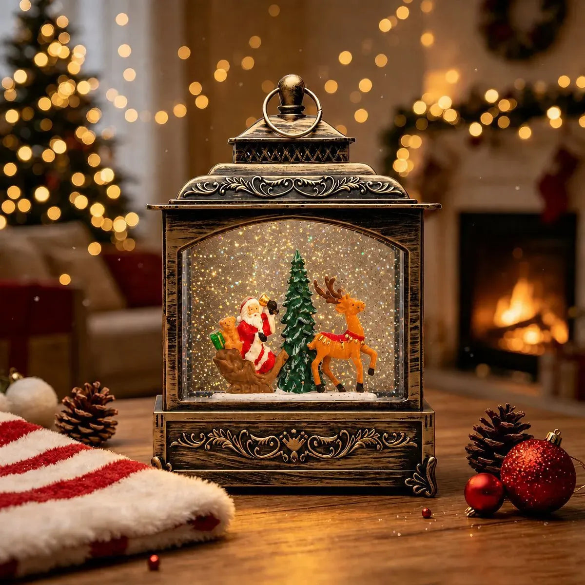 Musical Christmas Lantern with Snow 9